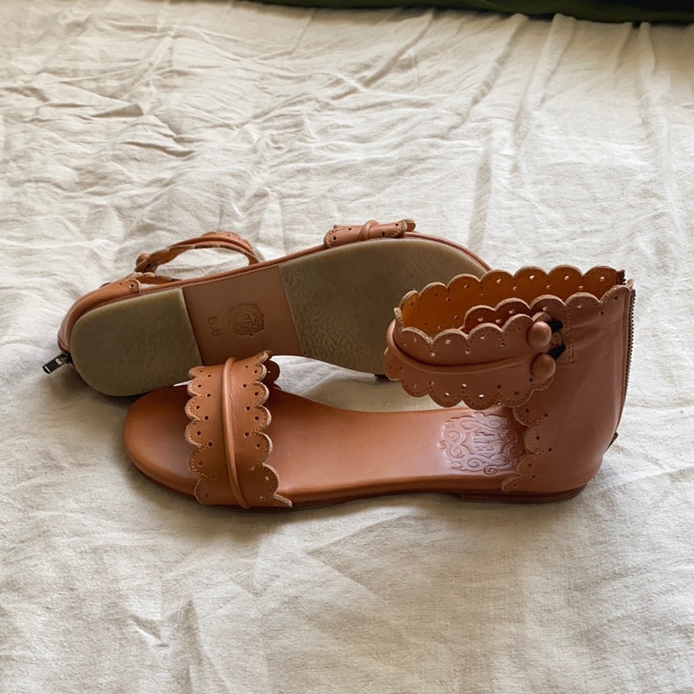 Tan Sandals with Scallop Detail - New, Unworn